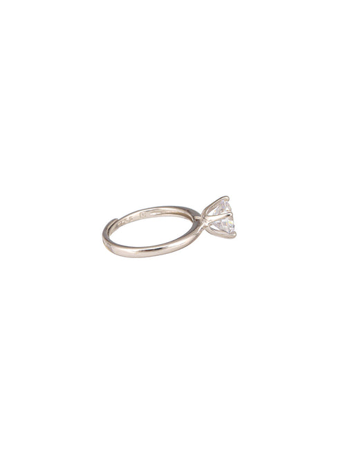 925 Sterling Silver AD Studded Solitaire Engagement Adjustable Finger Ring