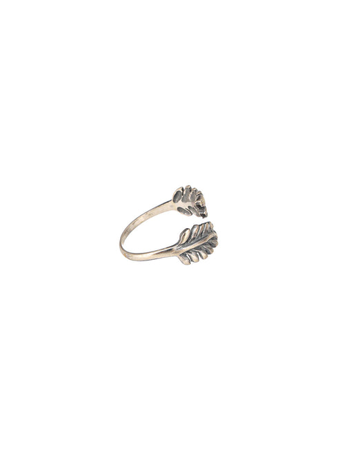 925 Sterling Silver Oxidised Dailywear minimal Leafy Adjustable Finger Ring