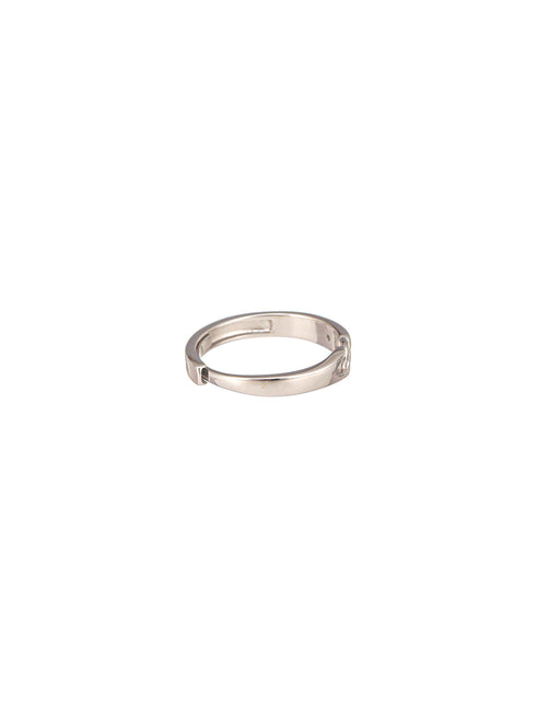 925 Sterling Silver Rhodium Plated Minimal Link love Adjustable Finger Band Ring