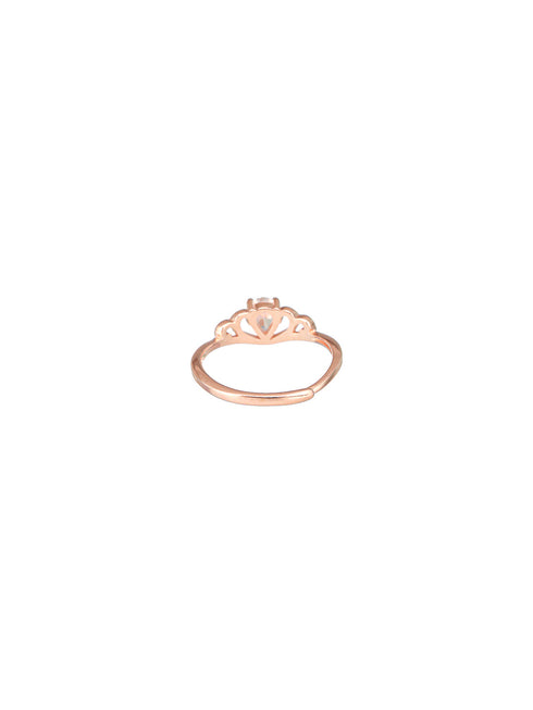 925 Sterling Silver Rose Gold Plated AD Studded Minimal Crown Finger Ring