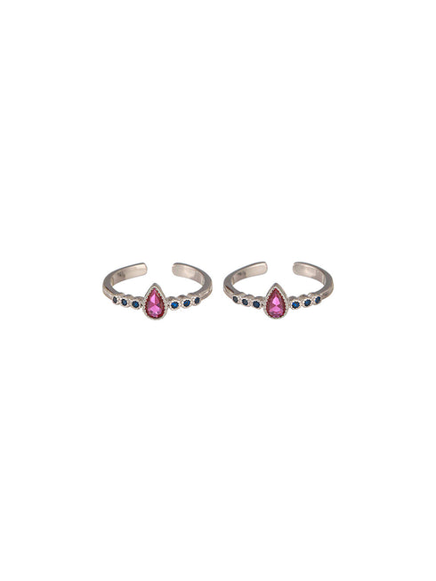 925 Sterling Silver Ruby Red Minimal Trendy Toe Ring
