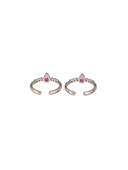 925 Sterling Silver Ruby Red Minimal Trendy Toe Ring