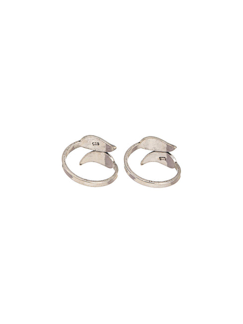 925 Sterling Silver Oxidised Leafy Minimal Toe Ring