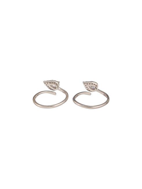 925 Sterling Silver AD Studded Minimal Leafy Toe Ring