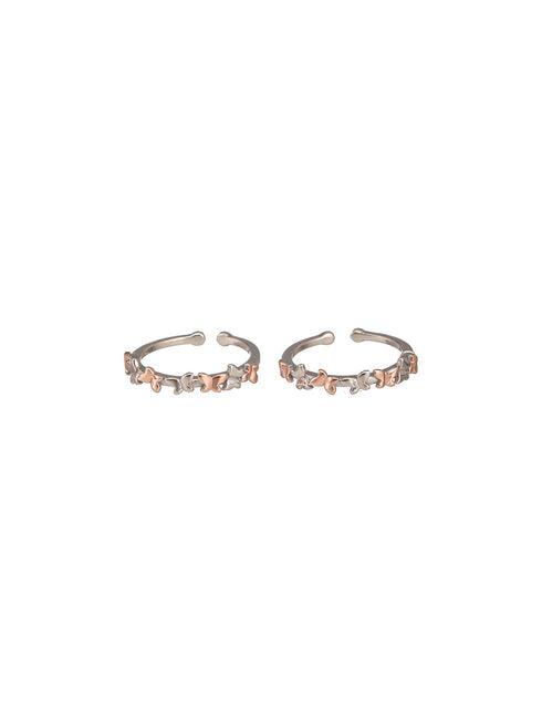 925 Sterling Silver Dual Toned Designer Butterfly Toe Rings