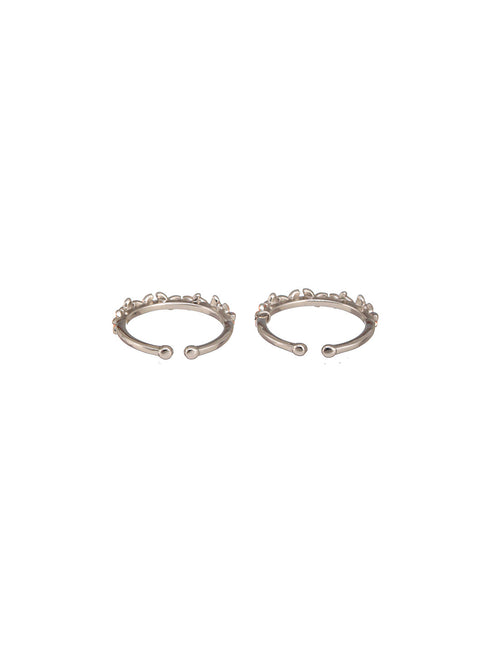 925 Sterling Silver Sparkling Stars CZ Studded Adustable Pair of Toe Rings