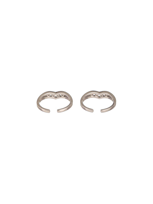 925 Sterling Silver AD Studded Minimal Band Toe Ring