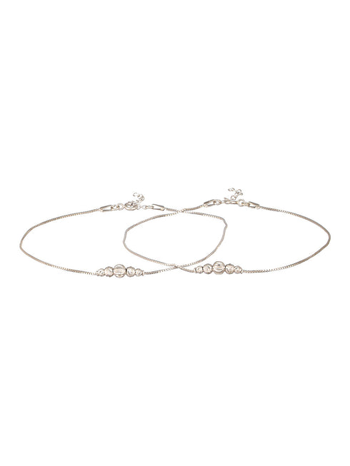 925 Sterling Silver Ball chain Minimal Dailywear Pair Of Anklet