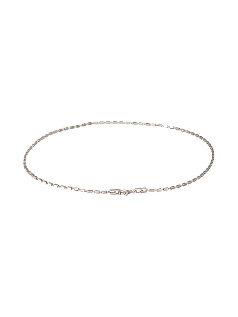 925 Sterling Silver Rhodium Plated Delicate Cylindrical Link Pair of Anklet