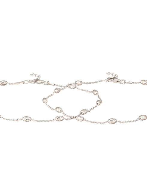 925 Sterling Silver Ball Chain Delicate Designer Minimal Anklet Pair