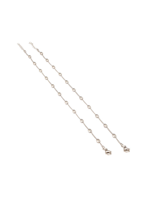 925 Sterling Silver Ball Chain Delicate Designer Minimal Anklet Pair