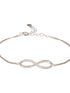 925 Sterling Silver Rhodium Plated AD Studded Infinity Charms Bracelet