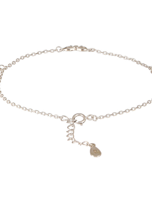 925 Sterling Silver Plated Bow Charms Link Adjustable Bracelet