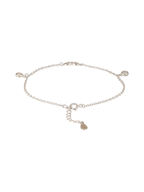 925 Sterling Silver Plated Bow Charms Link Adjustable Bracelet