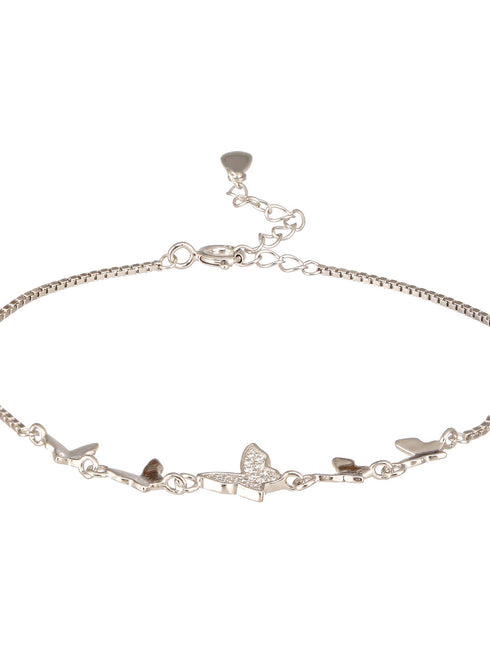 925 Sterling Silver Designer Charms Butterfly Adjustable Bracelet