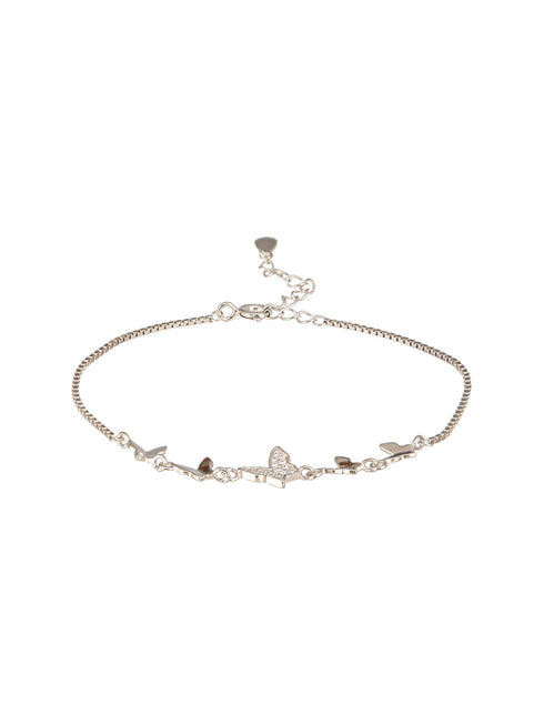 925 Sterling Silver Designer Charms Butterfly Adjustable Bracelet