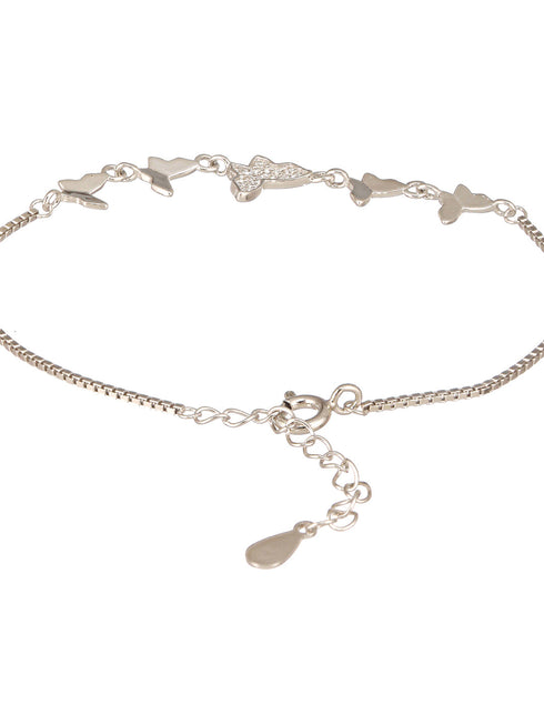 925 Sterling Silver Designer Charms Butterfly Adjustable Bracelet