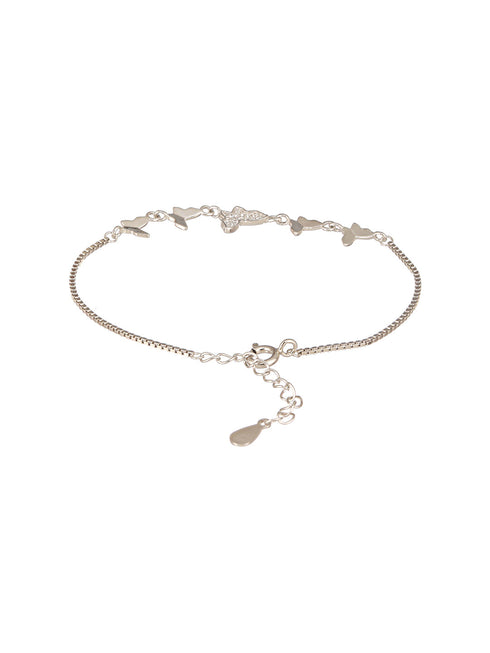 925 Sterling Silver Designer Charms Butterfly Adjustable Bracelet
