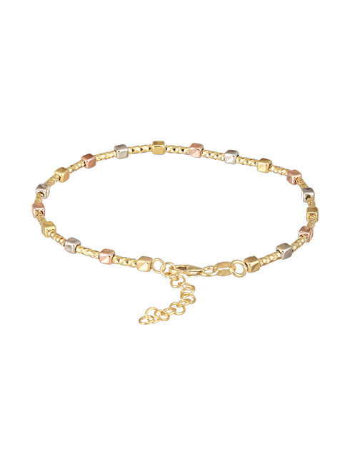925 Sterling Silver Dual Toned Geometric Chain Adjustable Bracelet