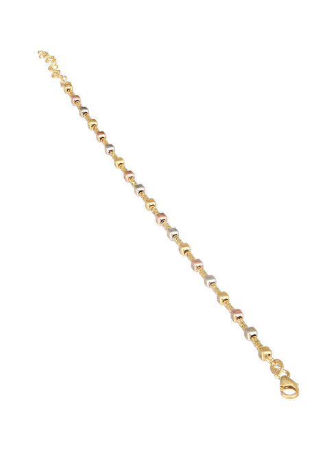 925 Sterling Silver Dual Toned Geometric Chain Adjustable Bracelet