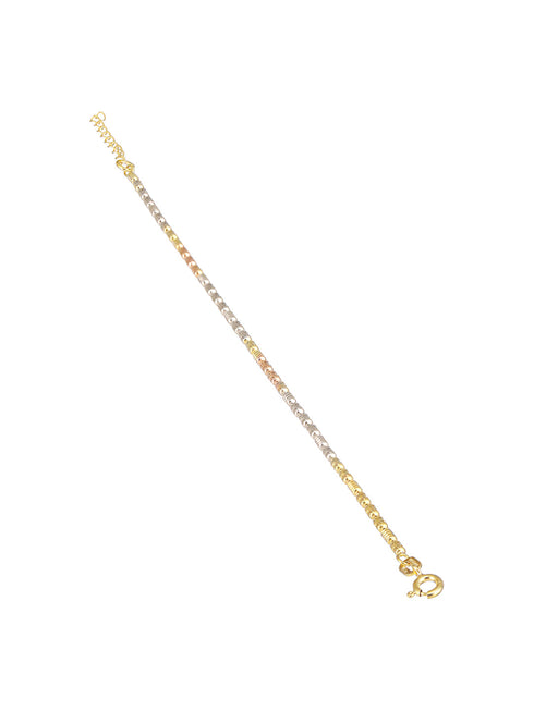 925 Sterling Silver Dual Toned Ball Chain Adjustable Bracelet