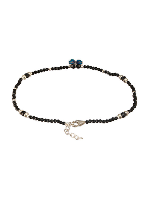 925 Sterling Silver Blue Enamelled Butterfly Charms Payal Anklet