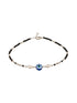 925 Sterling Silver Black Beads Beaded Delicate Minimal Charm Anklet