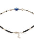 925 Sterling Silver Black Beads Beaded Delicate Minimal Charm Anklet