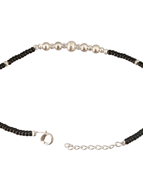 925 Sterling Silver Black Beads Balls Charms Nazar Payal Anklet
