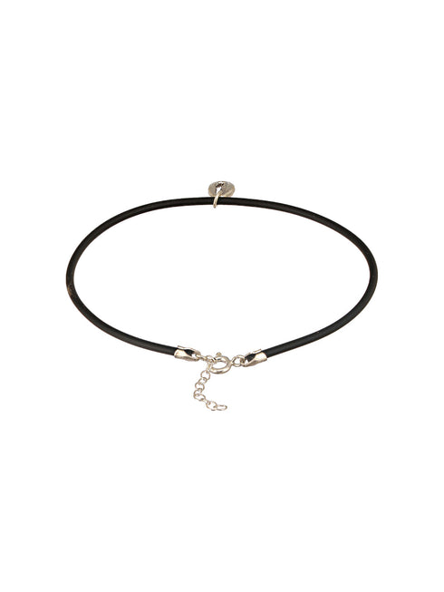 925 Sterling SilverRhodium Silver Seashell Black Thread Minimal Anklet