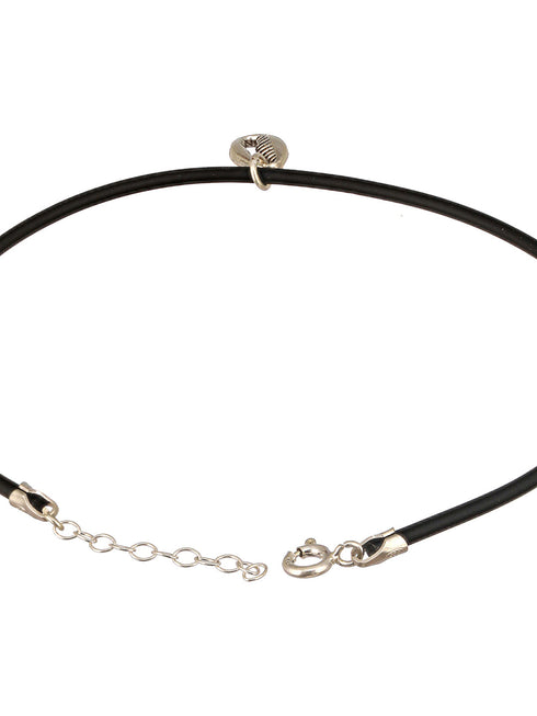 925 Sterling SilverRhodium Silver Seashell Black Thread Minimal Anklet