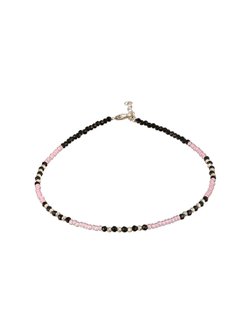 925 Sterling Silver Black & White Beads Designer Minimal Anklet