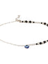 925 Sterling Silver Black Beads Trendy Minimal Evil Eye Charm Anklet