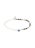 925 Sterling Silver Black Beads Trendy Minimal Evil Eye Charm Anklet