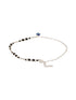 925 Sterling Silver Black Beads Trendy Minimal Evil Eye Charm Anklet