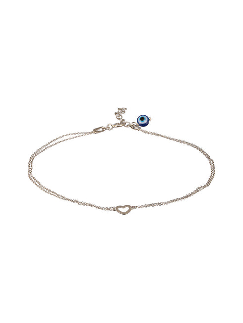 925 Sterling Silver Minimal Evil Eye Charms Anklet