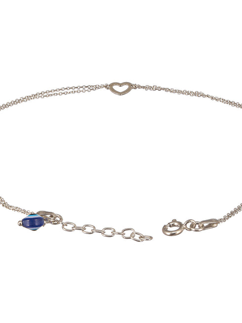 925 Sterling Silver Minimal Evil Eye Charms Anklet