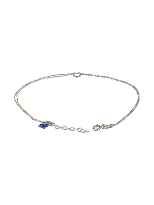 925 Sterling Silver Minimal Evil Eye Charms Anklet