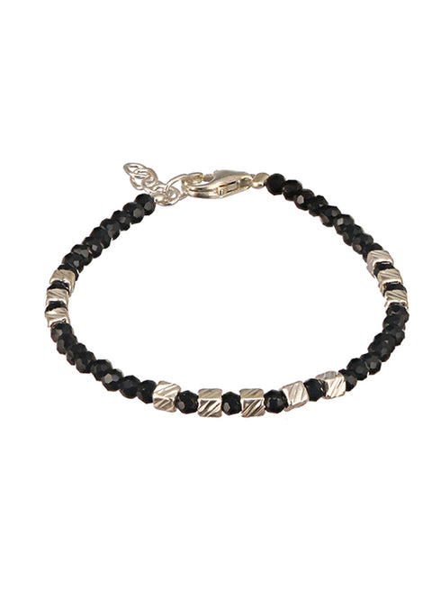 925 Unisex Charms Baby Nazariya Bracelets With Black & Silver Beads Adjustable Bracelet