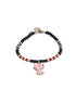 925 Sterling Silver Black Beads Hello Kitty Charms Adjustable Bracelet