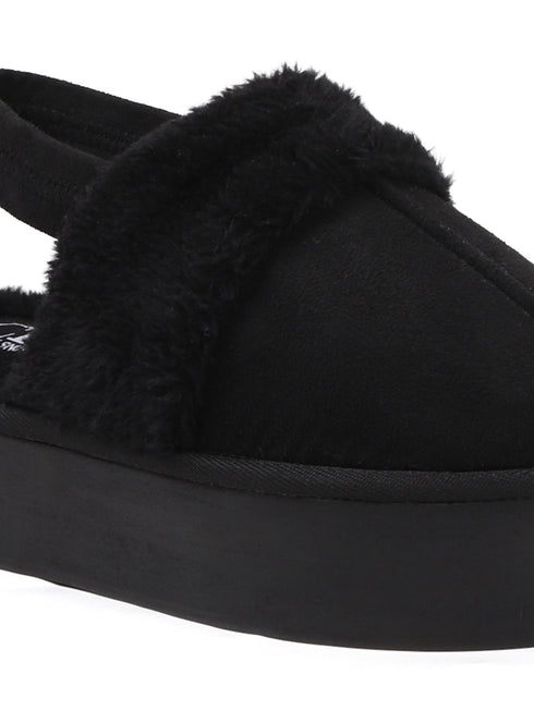 Women's Platform Mule Slipper with Plush Faux Fur