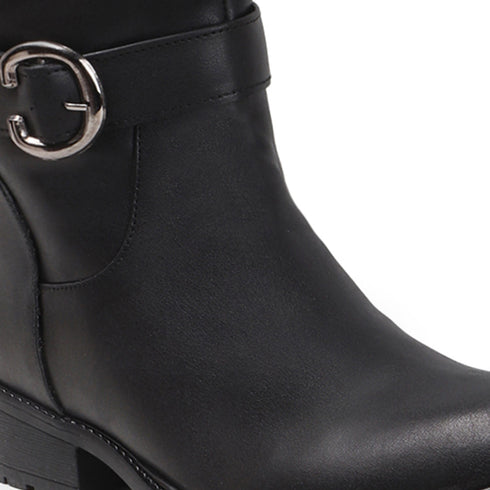 Women's Tall Moto-Style Riding Boot - Knee-High Footwear with Buckle Detail
