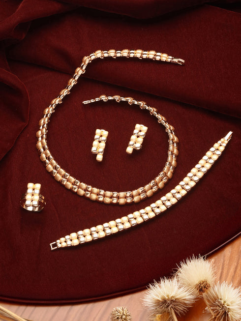 Anti-Tarnish 18k Gold Plated Ball Statement Combo Jewellery Set
