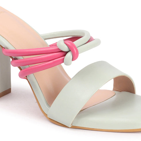 Women's Knotted Strap Square Toe Block Heel Sandal